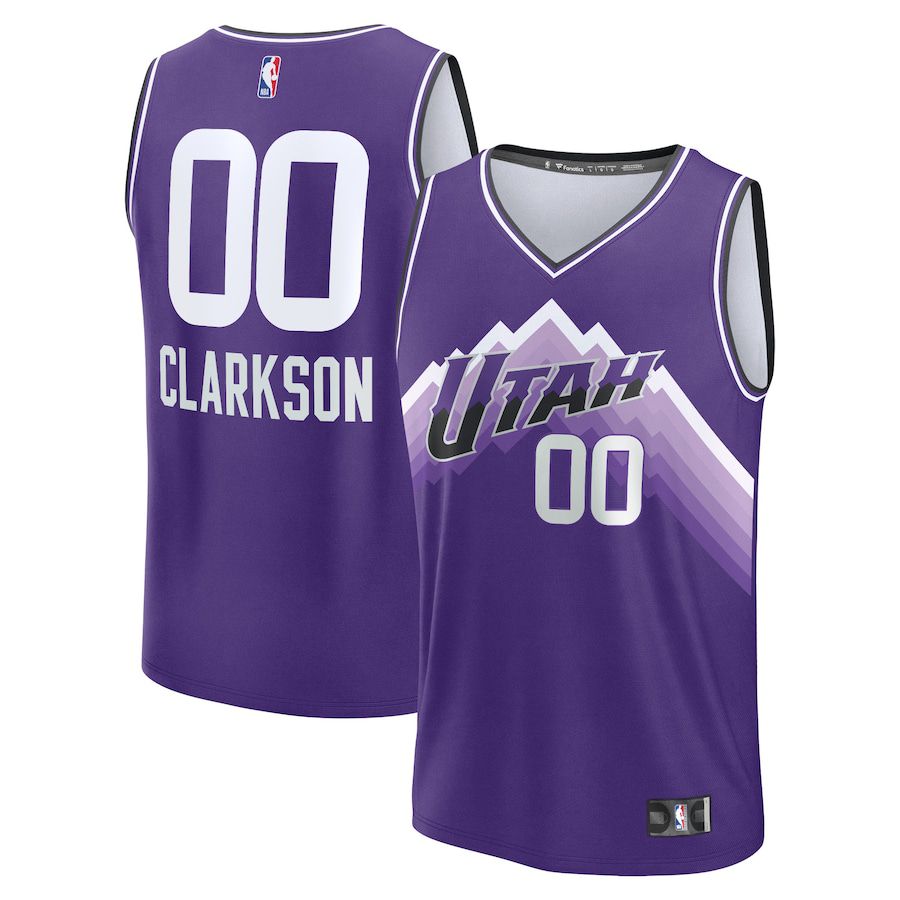 Men Utah Jazz 00 Jordan Clarkson Fanatics Branded Purple City Edition 2023-24 Fast Break NBA Jersey